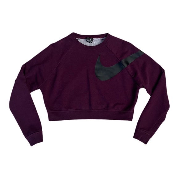 Nike Tops - Nike Women's Cropped Sweatshirt Maroon Long Sleeve Crew Neck NWOT